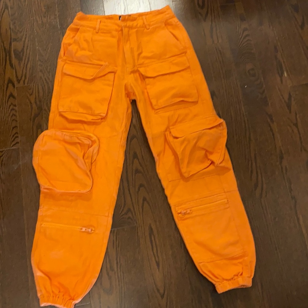 Orange cargo pants